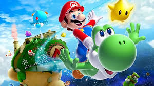 Mario montando a su fiel mascota alegre